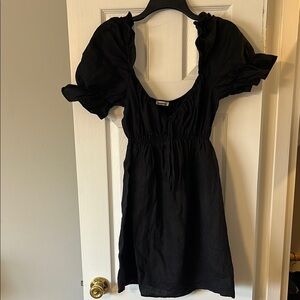 sexy black formal dress Simple A-line V-neck Long Black Prom Dress, Black Evening Dress With S –  MyGirlProm.com main image 0